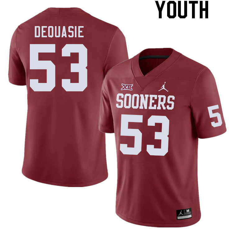 Youth #53 Reed DeQuasie Oklahoma Sooners College Football Jerseys Stitched Sale-Crimson - Click Image to Close